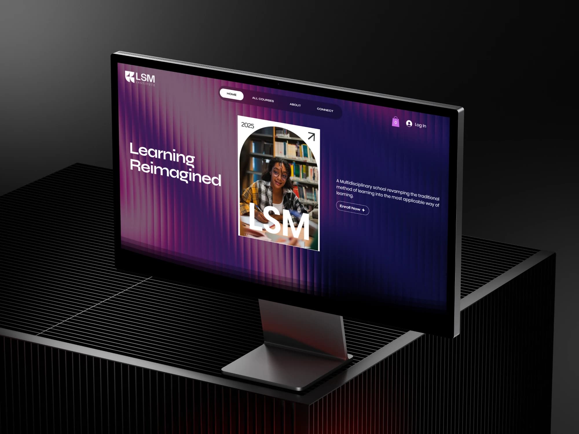 LSM Institute learning platform shown on a desktop monitor